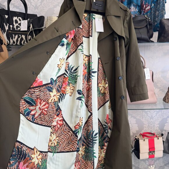 Anne Fontaine Olive Trench Coat - Size 38 - Picture 5 of 7